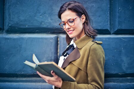 Woman Glasses Reading Book photo