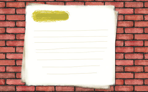 note paper on brick wall photo