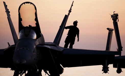 Silhouette f-18 jet photo