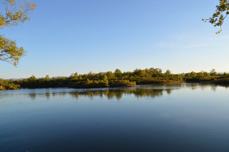 Reflection in the water quiet river russia