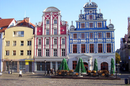 Façades in the rebuilt old town in Szczecin photo