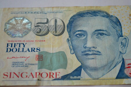 Singapore Fifty Dollars Closeup