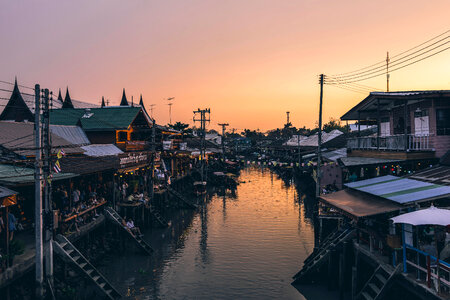 Amphawa floating market in Thailand photo