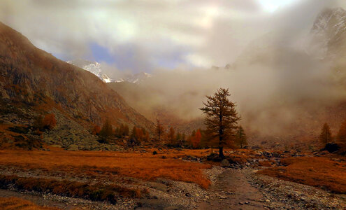 Autumn Mountain Landscape, Val Masino, Italy photo