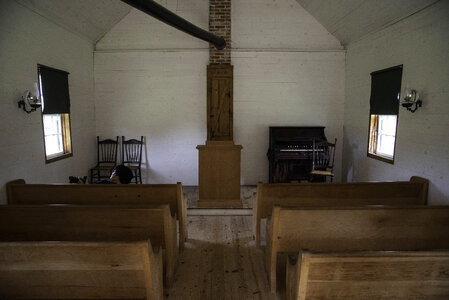 Pews inside the Church of countryside church photo