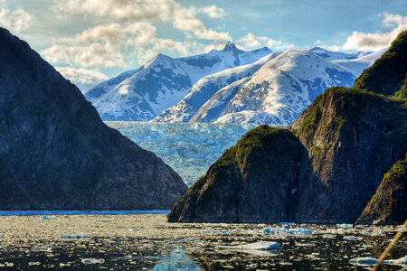 Mountain and Icy fjord landscape photo