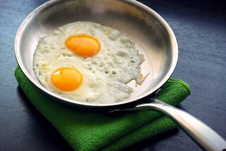 Fried Eggs in Pan photo