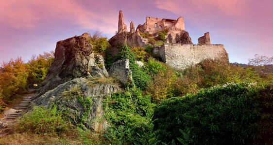 Castle Ruins on a hill in Austria photo
