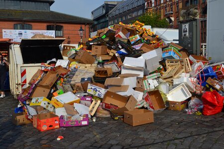 Pollution market trash mountain