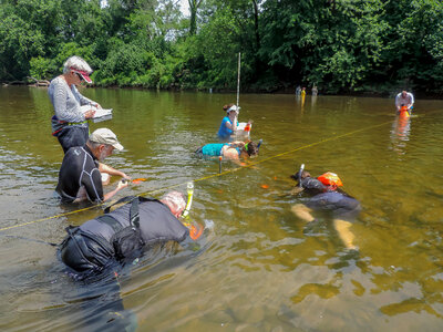 Students surveying freshwater mussels-2