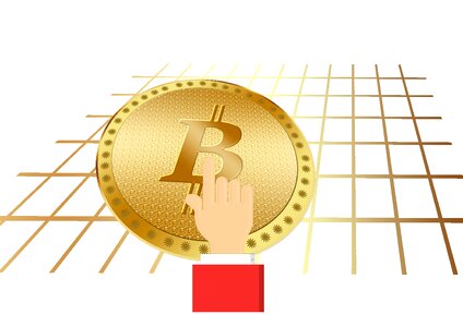 Touch bitcoin coin photo