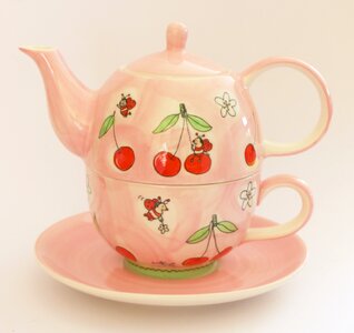 Tea pink cherries photo