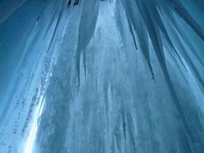 Cave cold stalactites photo