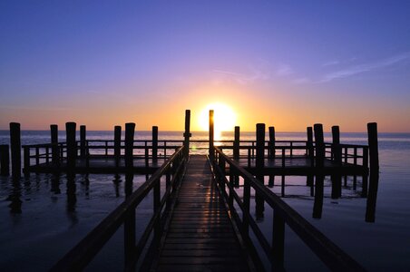 Dock dusk ocean photo