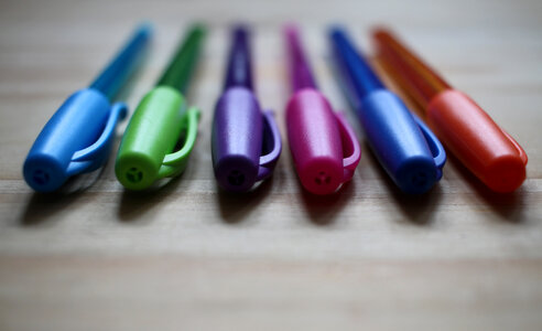 Multi colored pens photo