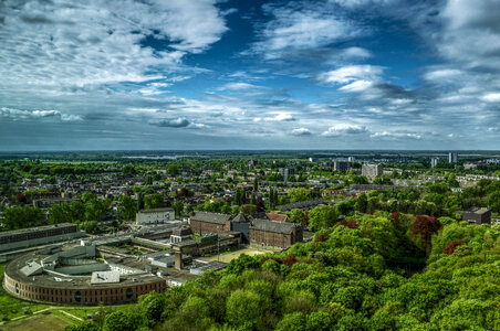City view of Groningen within the trees in the Netherlands photo