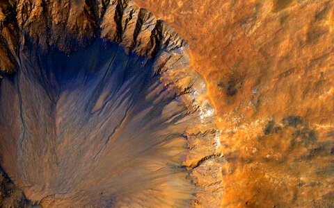 Crater Near Sirenum Fossae Region of Mars photo