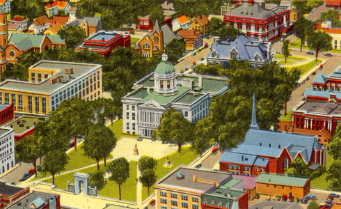 Aerial view of state and city buildings, Concord, New Hampshire photo