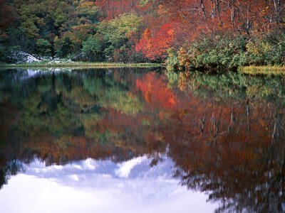 Beautiful lake in autumn with reflections photo