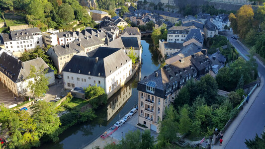 Luxembourg city view with houses and buildings photo