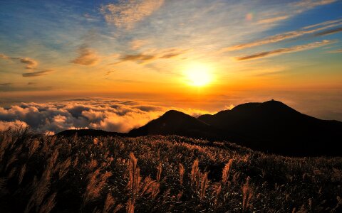 Sunset over the Mountains landscape in Taiwan photo