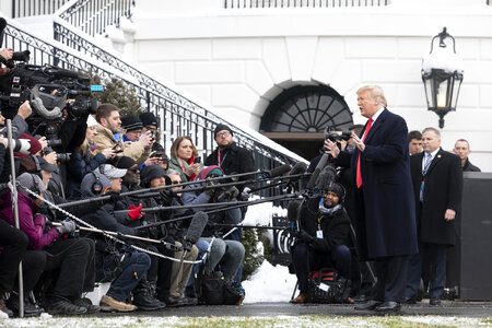 President Donald J. Trump speaks to the press photo