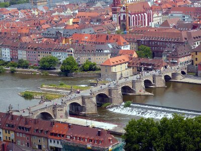 Aerial view of the historic city of Wurzburg photo