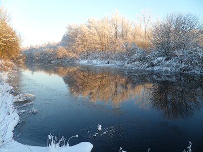 Frost river mirroring
