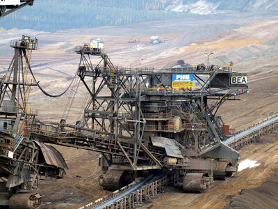 excavators digging lignite (brown-coal) photo