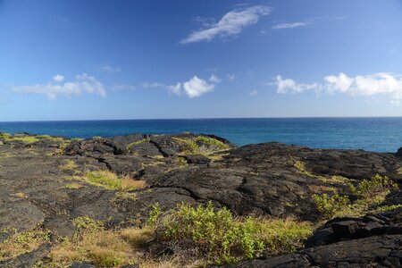 lava rock cliffs in the Hawaiian Volcanoes National Park. photo