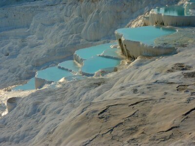 Travertine pools and terraces in Pamukkale, Turkey photo