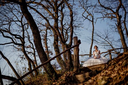 Bride alone hilltop