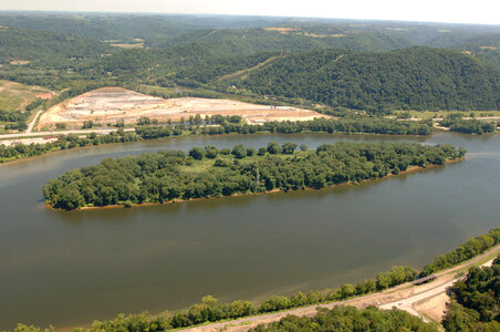 Aerial view of island at Ohio River Islands National Wildlife Refuge
