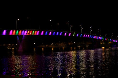Bridge rainbow night