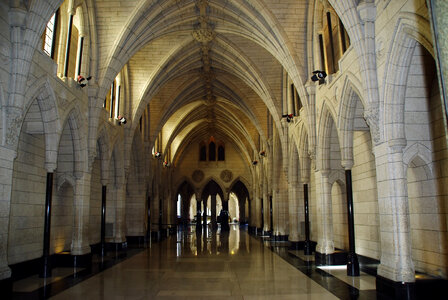 Interior Corridors of the Parliament Building in Ottawa, Ontario, Canada photo