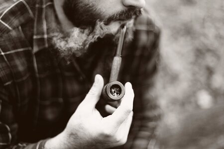 Man Smoking Pipe Beard photo