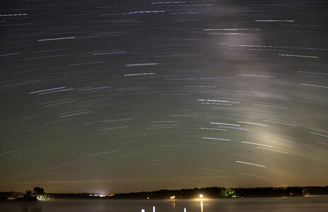 Star Trails over lake Namekagon in Chequamegon National Forest, Wisconsin photo