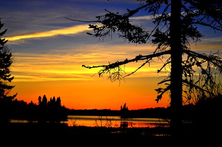 Summer sunset lake photo