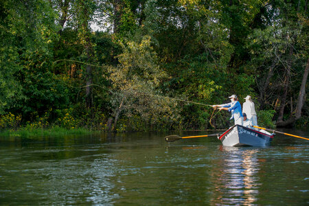 Group fly fishing from drift boat on White River-2