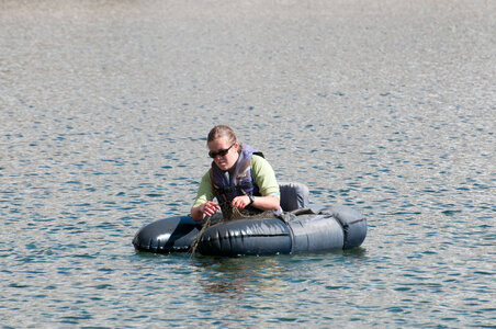 Biologist retrieves seine net