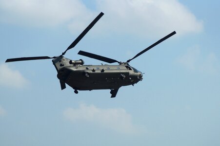 Military helicopter rotors flapping photo