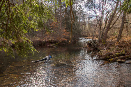 Photographer taking pictures of brook trout in Seneca Creek-4