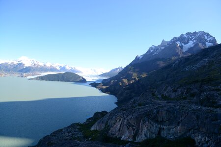 Pehoe Lake and Los Cuernos in the Torres del Paine National Park photo