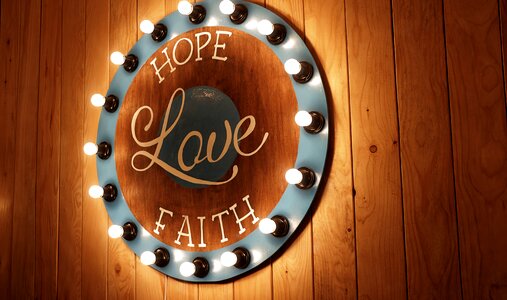 Hope Love Faith Sign Wood Light photo