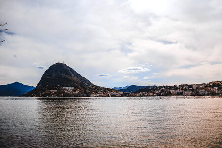 Bay and Large Hill with Town