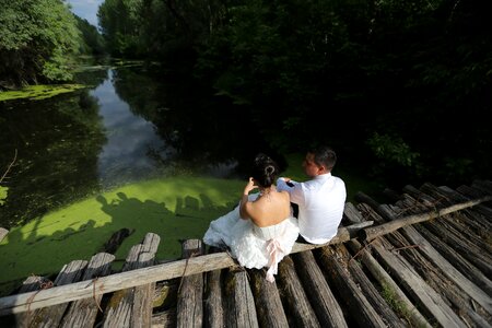 Bride wedding dress groom photo