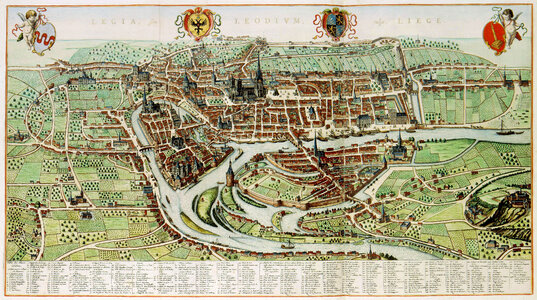Drawing of Liege in 1627 in Belgium photo