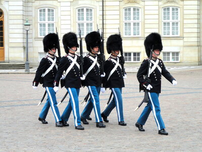 Royal Guard in Amalienborg Castle in Copenhagen in Denmark photo