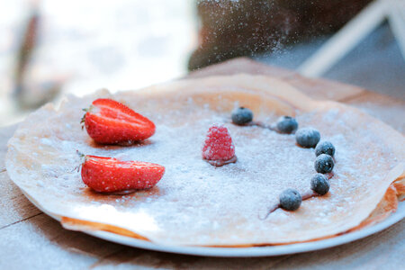 Pancake with Fruit and Sugar Powder photo