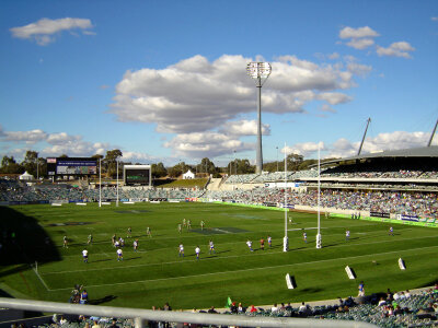 A rugby league match at Canberra Stadium in New South Wales, Australia photo
